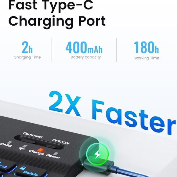 🎁Free w/Purchase🎁 OYEEICE Smart Folio Keyboard Case for iPad 10.9" - Black - Picture 7 of 9